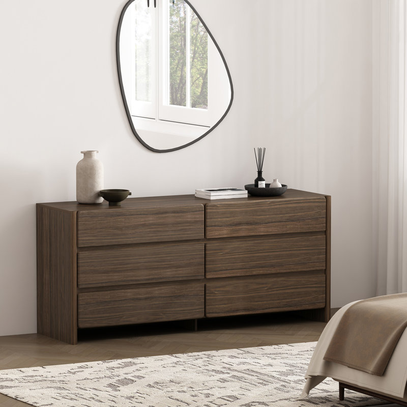 Commode 72 "en noyer brun Linda (6 tiroirs), Walnut Brown