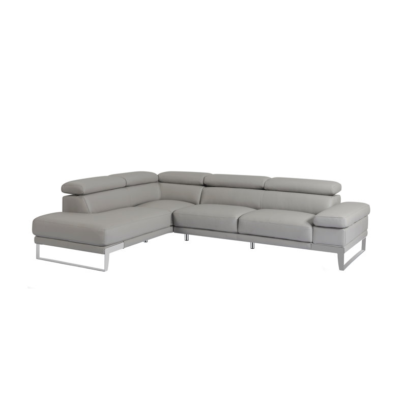 Dakota 2 - Piece Leather Chaise Sectional, Accoudoir à droite (vu de face)
