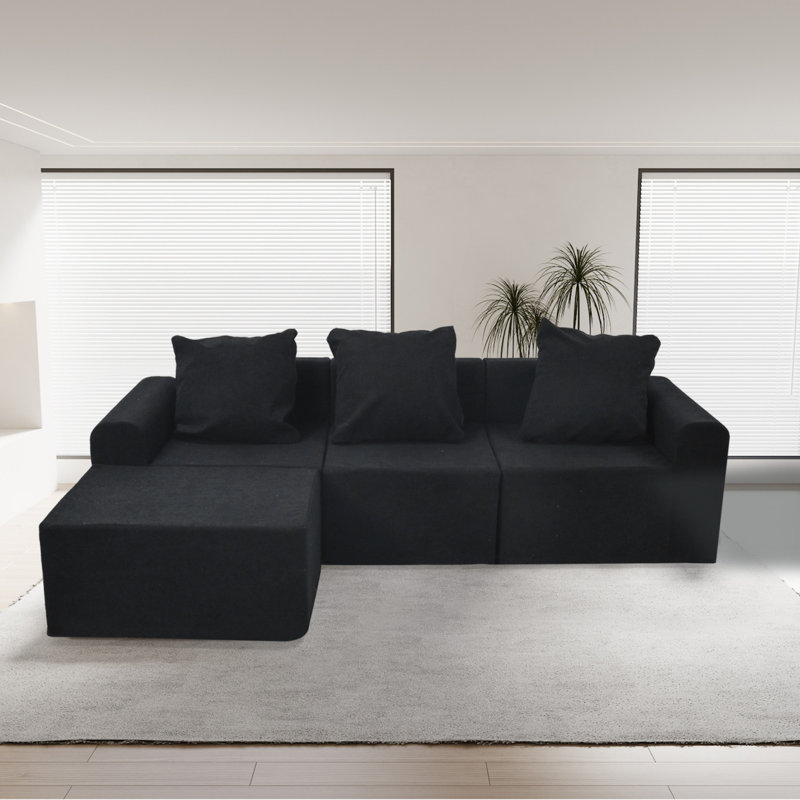 Convertible Modular Sectional Sofa Set Popular Microfiber Fabric Compression Sofa