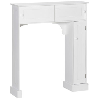 White Engineered Wood Toilet Rack - Anti-tipping Space-saving Cabinet For Small Bathrooms