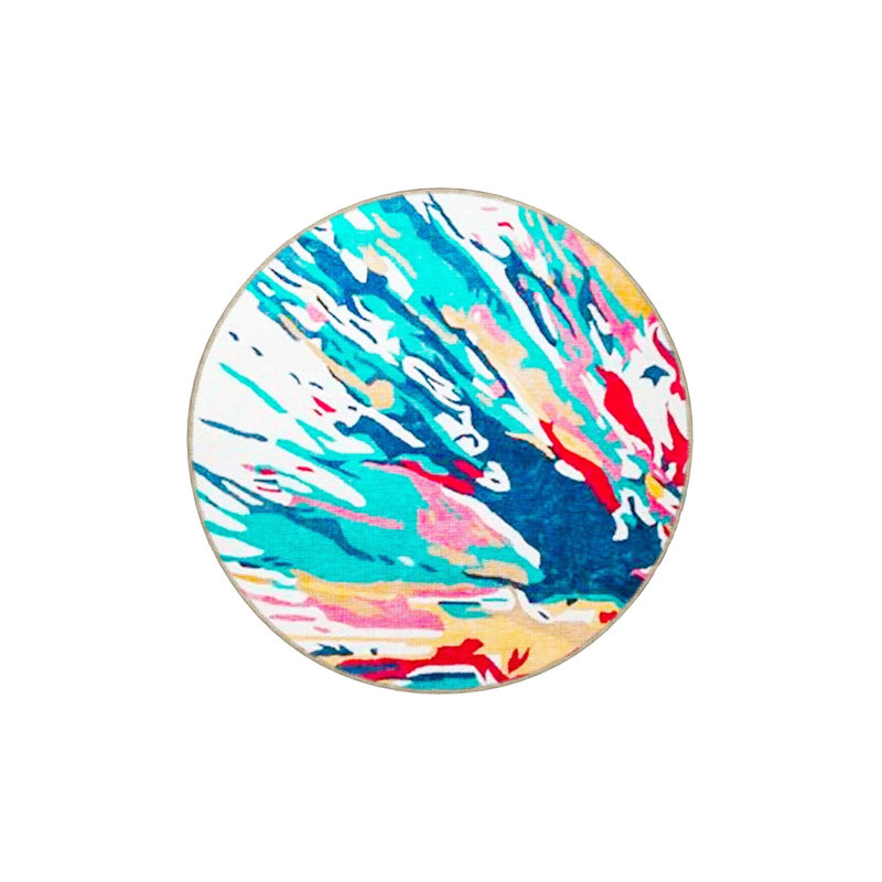 Creative Modern Decorative Carpet With Multicolored Abstract Paint Splatter Pattern, Rectangle 3'4" x 6'7"