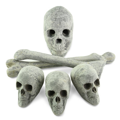3.5 Lb. Gray Ceramic Skulls Fire Glass