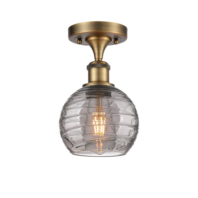 Plafonnier semi-encastré 1 lumière Wager, Laiton brossé, H 9,38 po x l 5,88 po x P 5,88 po