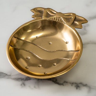 Christmas Ornament Shaped Gold Bowl