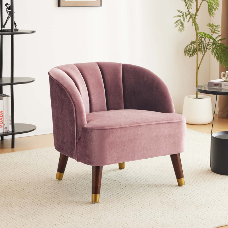 Fauteuil demi-tonneau Gabrianna, Blush Boucle