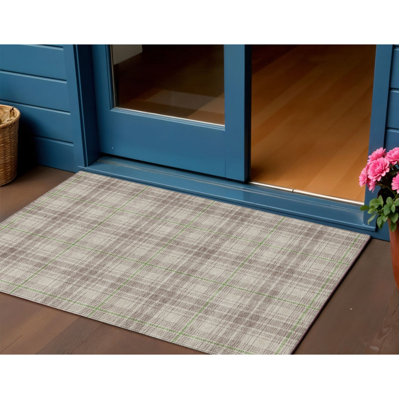 Tapis d'intérieur lavable à carreaux beige 3 pi x 5 pi