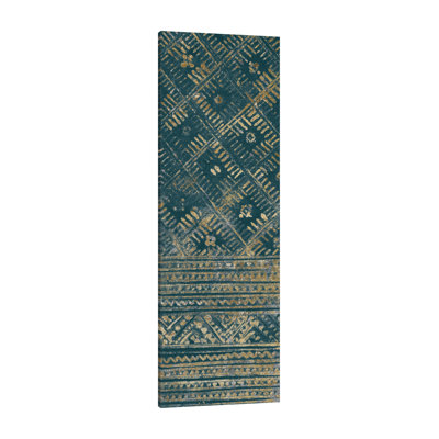 Wild Apple Portfolio " Indochina Batik II Teal And Gold " by Wild Apple Portfolio