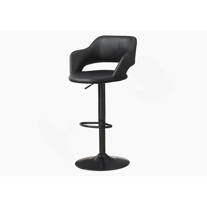 Tabouret de bar, pivotant, hauteur de bar, réglable, métal noir, aspect cuir, contemporain, moderne