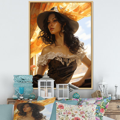 Gomberie orange avec photo réaliste d'une femme mexicaine - impression