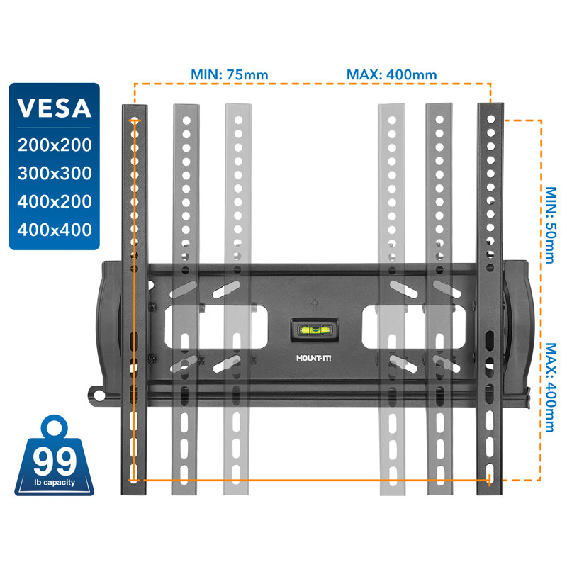 Black Steel Tilting Anti-Theft TV Wall Mount for 32"-47" Screens
