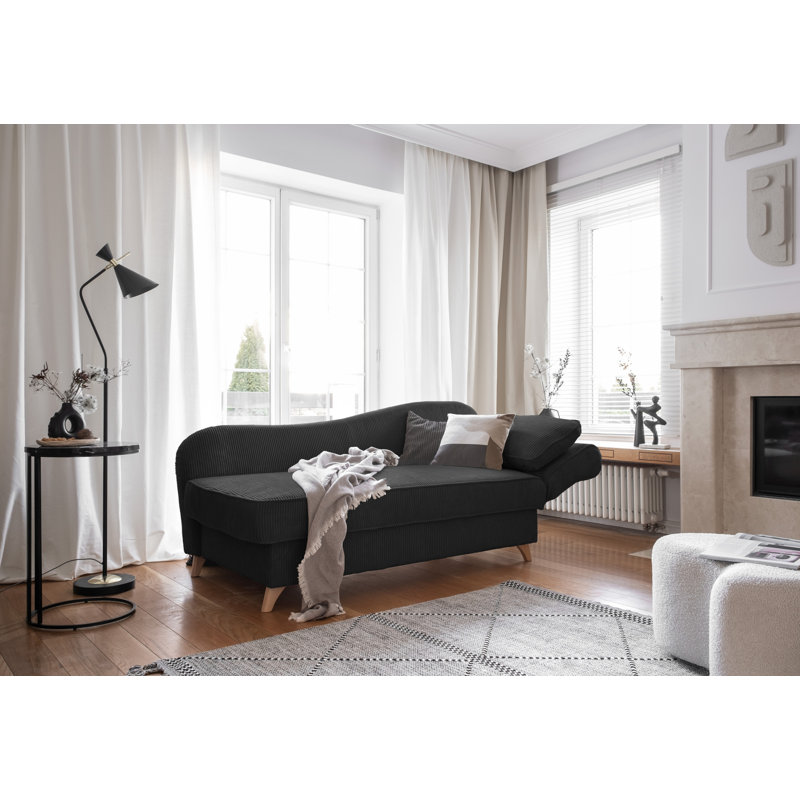 Chic Charlotte Storage Chaise Longue, Anthracite, Right facing