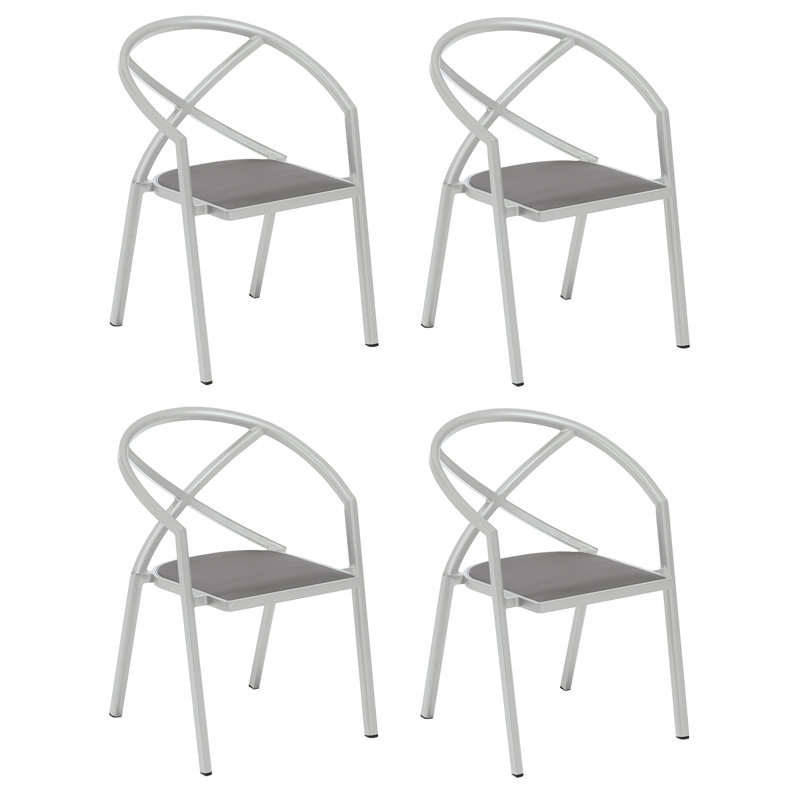 Fauteuil de salle à manger Azal, Natté titane, Pierre à feu