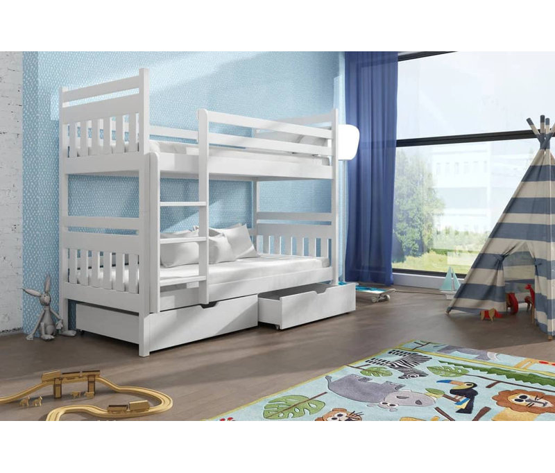 Aegeus Bunk Bed with Storage Included, White