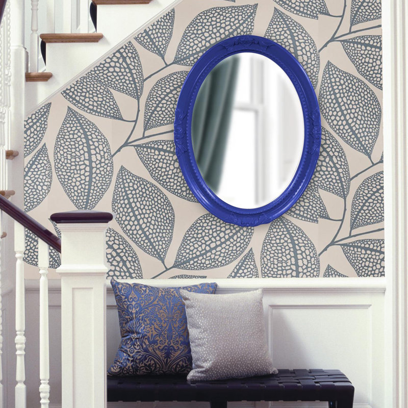 Miroir décoratif mural biseauté de style traditionnel, Bleu royal