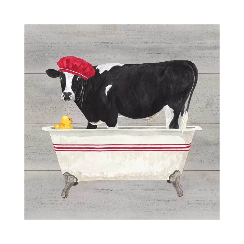 «Bath Time for Cows Tub» par Tara Reed, impression sur toile, H 26 po x l 26 po x P 1,5 po, Toile tendue