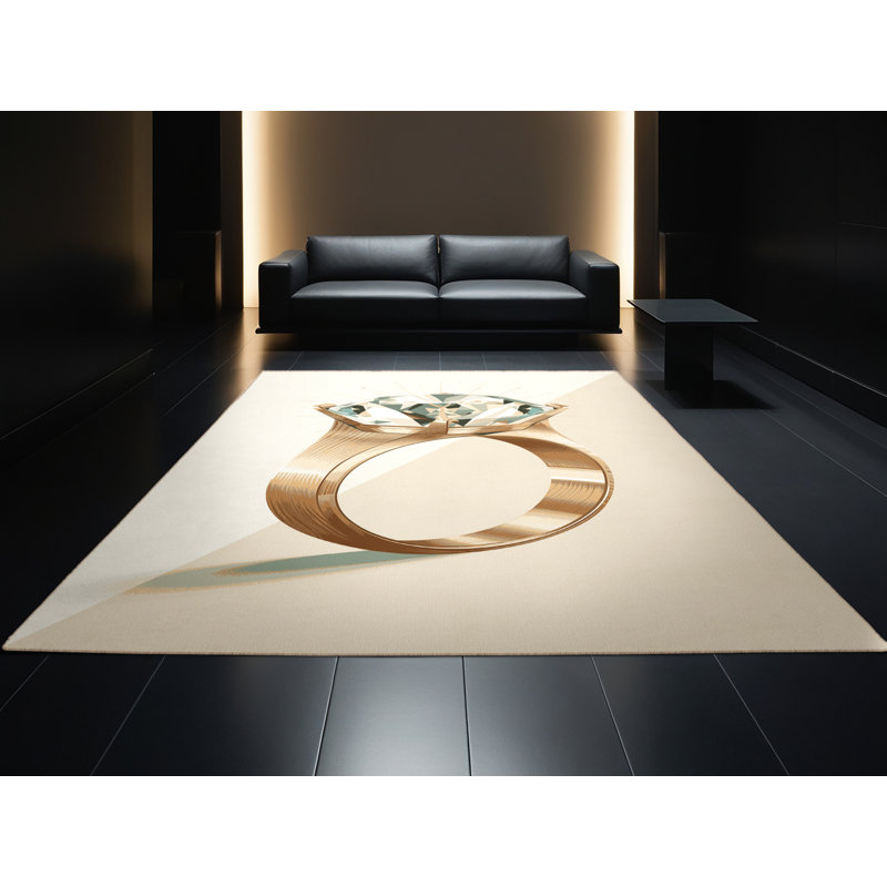 Tapis beige chic et luxueux lavable à la machine Kymani, 7 x 10