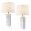 Lampes de table 22,5 po en céramique blanche moderne avec abat-jour blanc
