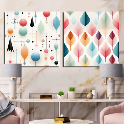 Pastel Scandinavian Geometric Shapes III - Abstract Shapes Square Collage Set Of 2