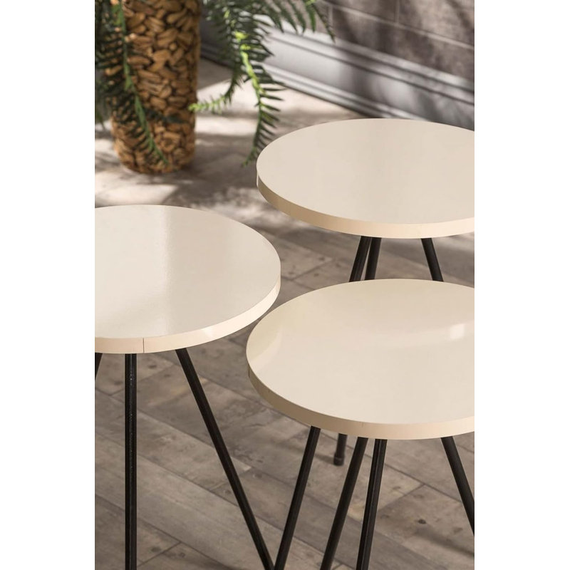 Natalie Living Room Table Set, Cream White