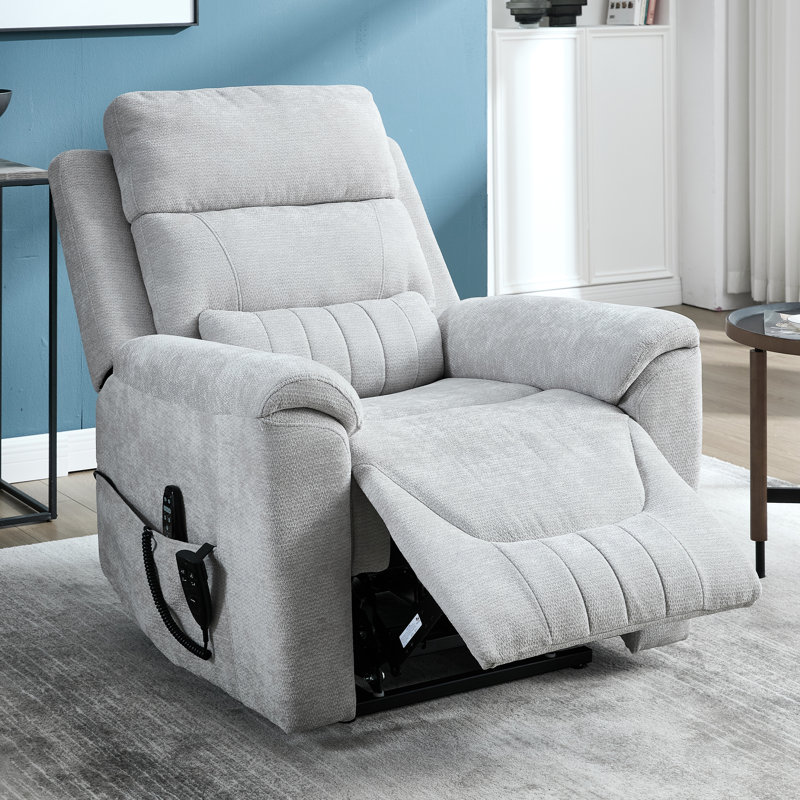 36.6 " W Power Lift Chair Recliners With Infinite Position, Heat, Massage And Lumbar Support, Light Gray