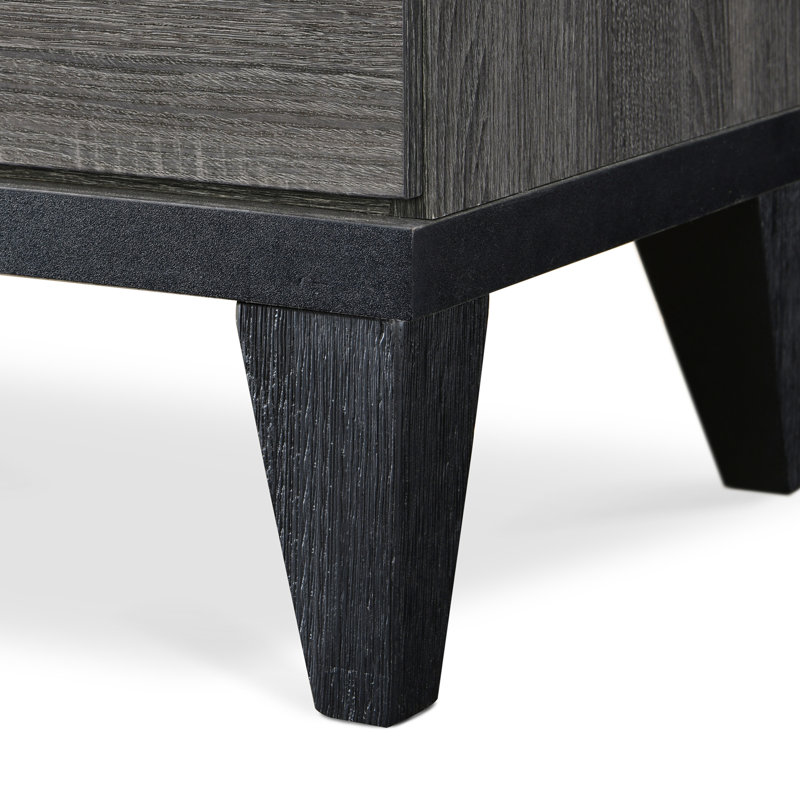 Micah Gray and White 2-Drawer Modern Nightstand with Marble Top