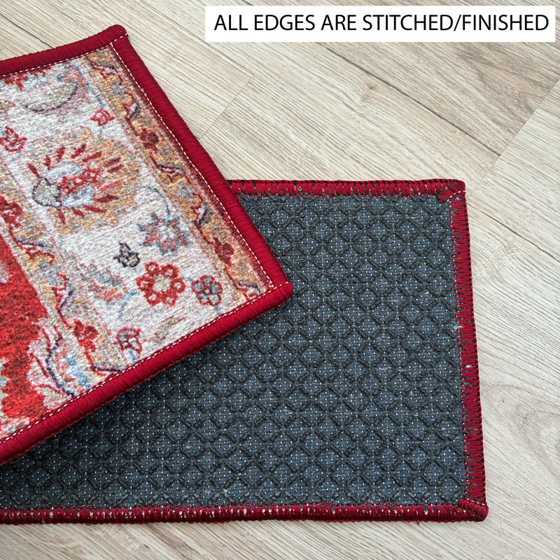 Tapis d'escalier à motif floral sur mesure de haute qualité Veronica par Inches, Rectangle 26 po x 8,5 po