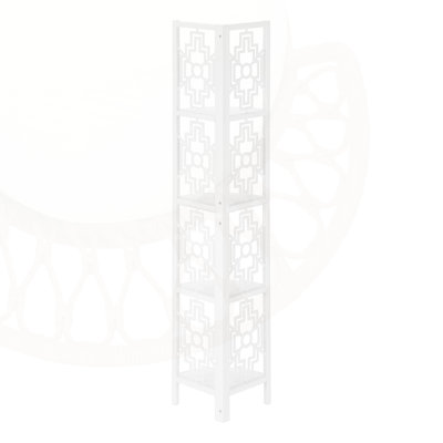 4-Tier Corner Bookshelf With White Wooden Shelves And Metal Frame, Perfect For Space-Saving And Decorative Display