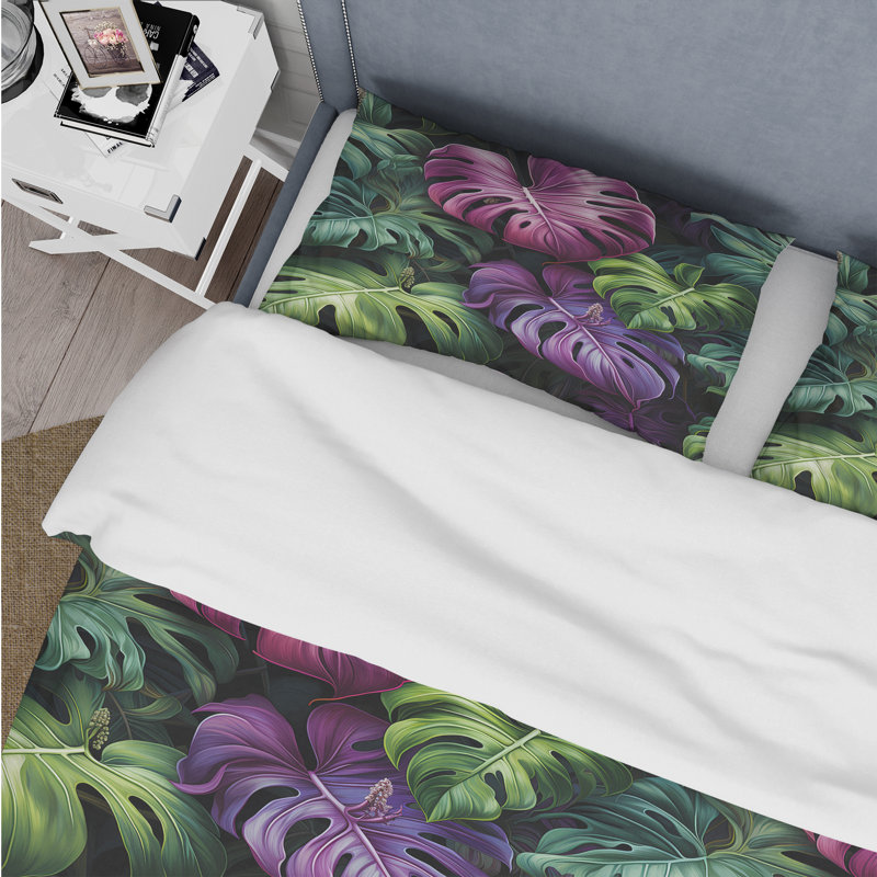 Ensemble de housse de couette Monstera Enchantment, Housse de couette pour très grand lit et 2 très