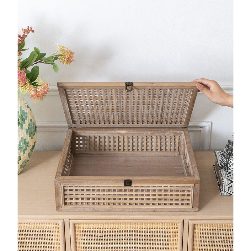 Boîte tissée en bois de bambou et de sapin brun Roehl