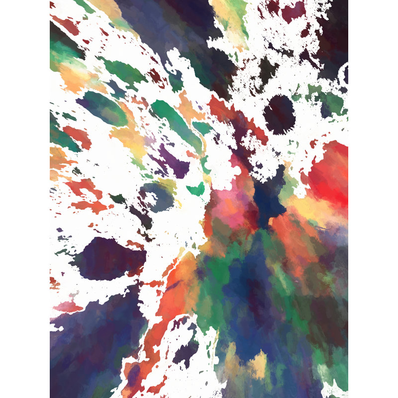 Composition abstraite 1031 par Angel Estevez - Peinture, Papier avec cadre noir, H 20 po x l 16 po