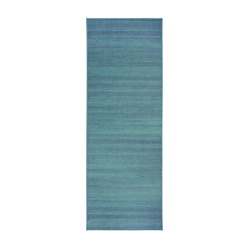 Solid Blue Flatweave Washable Indoor / Outdoor Rug, Runner 2'6" x 7'