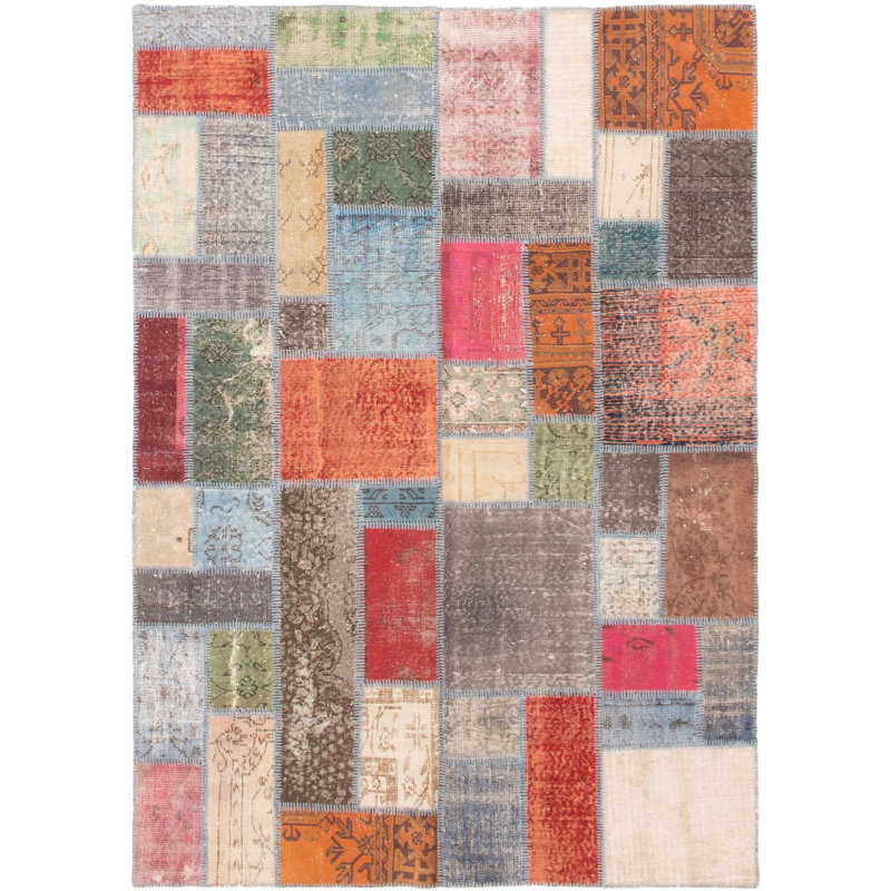 Tapis unique en laine noué à la main de style années 1980 de 5 pi 8 po x 8 pi crème Quwanda
