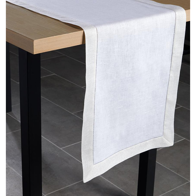 Filetto Handmade Table Runnner, 108" L x 15" W, White/Silver
