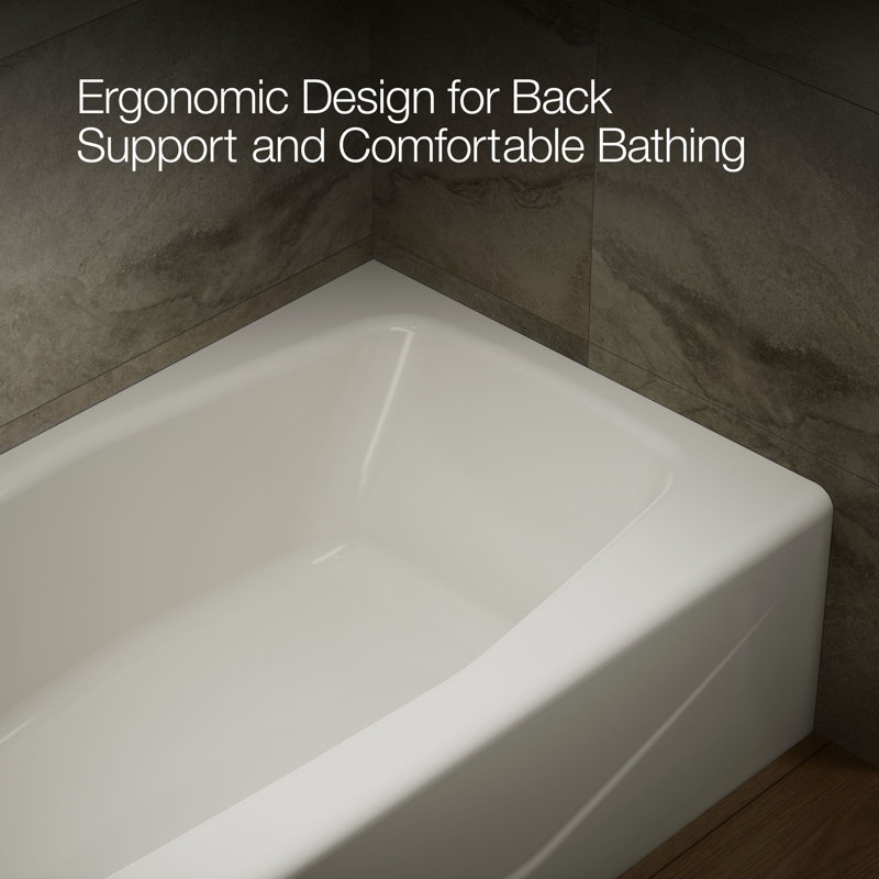 Villager 60" x 30" Alcove Soaking Cast Iron Bathtub, Biscuit, Left
