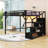 Metal Loft Bed with LED Lights, USB Ports, Shelves and Wardrobe-917575428-917575424