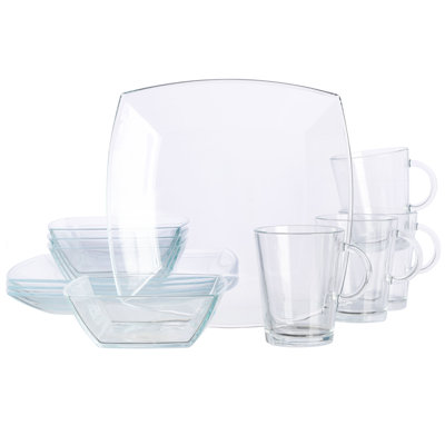 Gibson Soho Lounge 12-Piece Glass Dinnerware Set