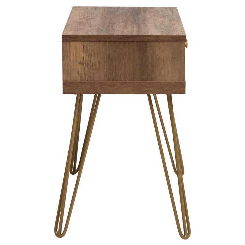 1 Drawer Draw Side Table with Hairpin Legs