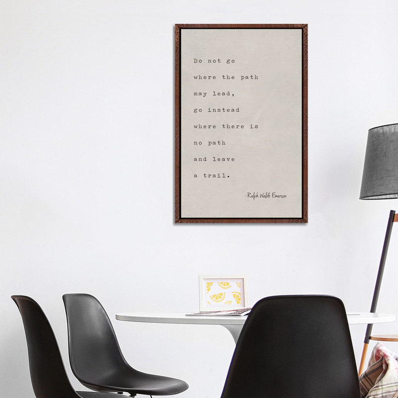 Emerson Quote - Print on Canvas, 101.6 cm H x 66.04 cm W, Classic Brown Wood Framed