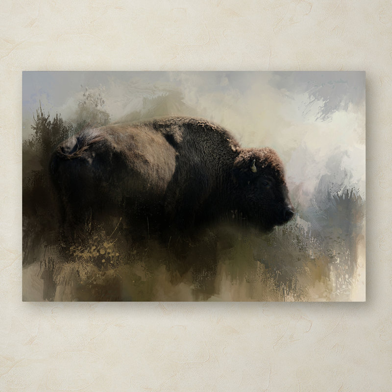 Vidur «Abstract American Bison», reproduction d'impression sur toile tendue, H 30 po x l 47 po