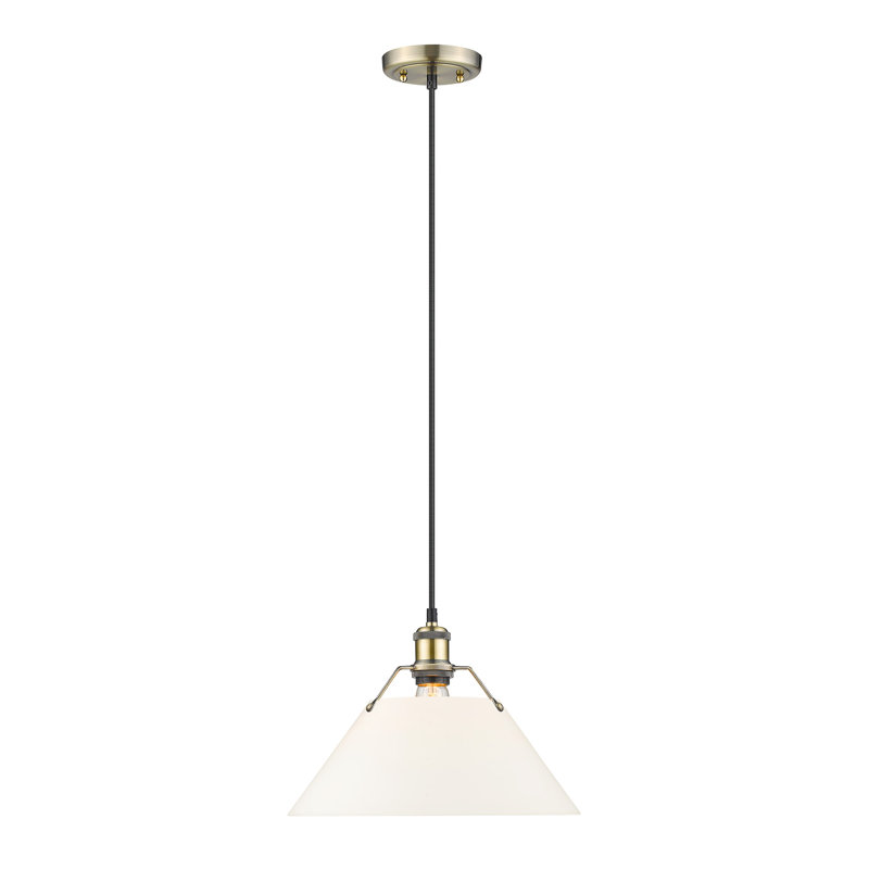 Weatherford 1 - Light Pendant, Aged Brass, 131.5" H x 14" W x 14" D, Opal Glass