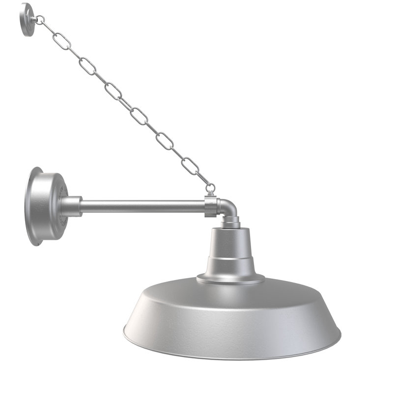 Luminaire de grange d'extérieur à DEL Haleigh, 10.5" H x 8" L x 14" D, Argent galvanisé