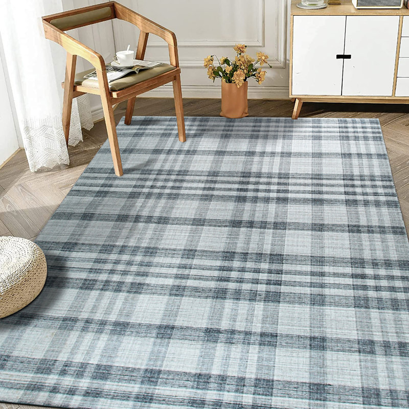 Zefram Stylish Gray Flatweave Wool Rug, Rectangle 8' x 10'