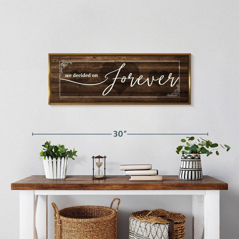 Plaque murale «Forever Love», 25 po x 9 po, Cadre flottant doré