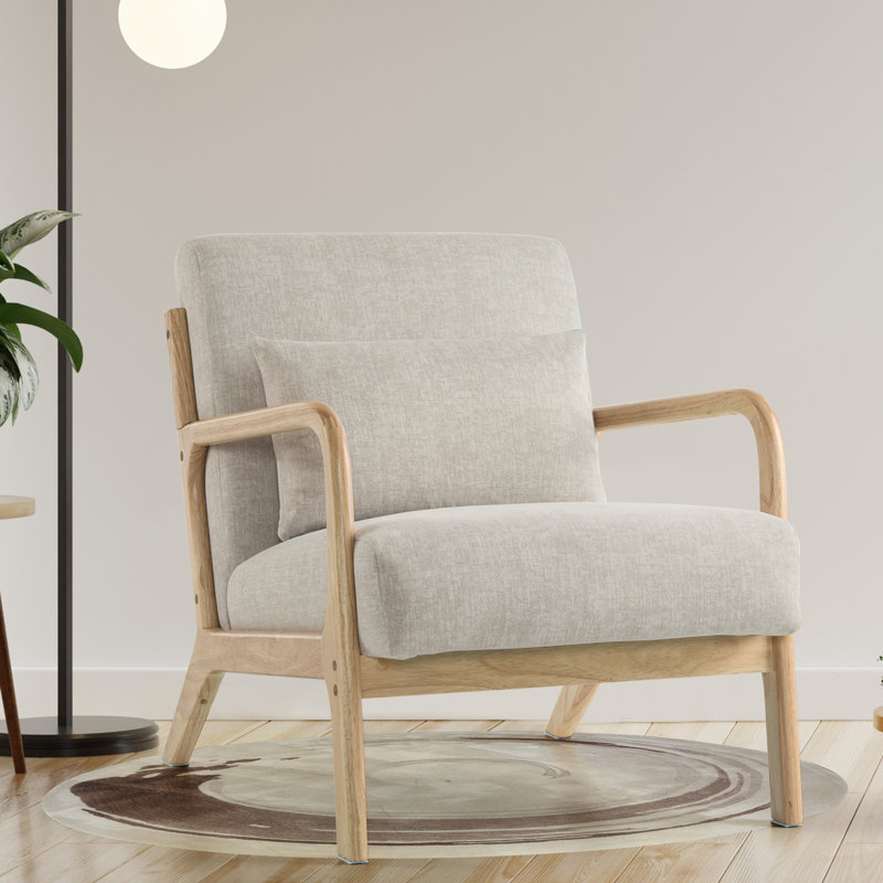 Upholstered Armchair, Light Grey