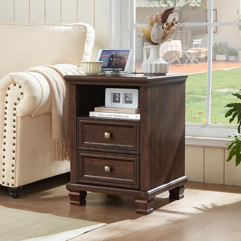 Rustic Brown Bedside Table