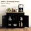 Armoire de comptoir en bois massif - 3 tiroirs, portes, tablette réglable noir vieilli pour un buffet élégant pour la maison avec rangement organisé