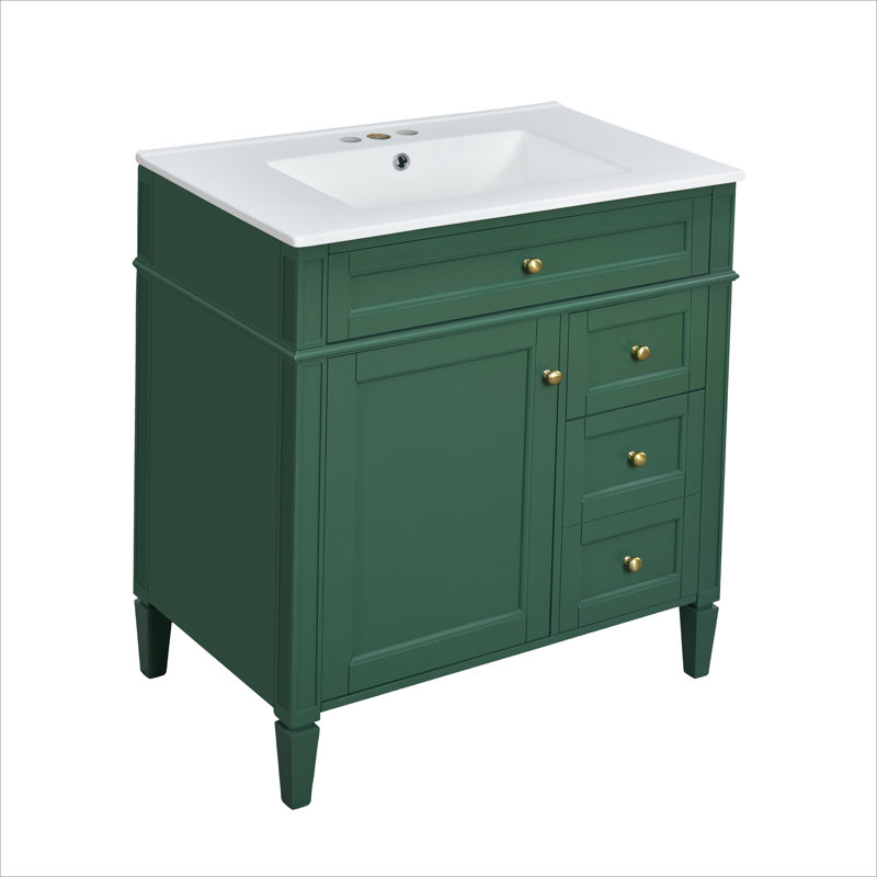 Meuble-lavabo de 30 po avec lavabo supérieur, Vert