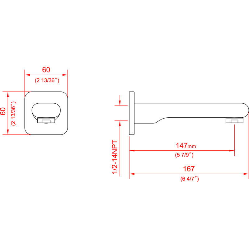 Wall Tub Spout, Chrome