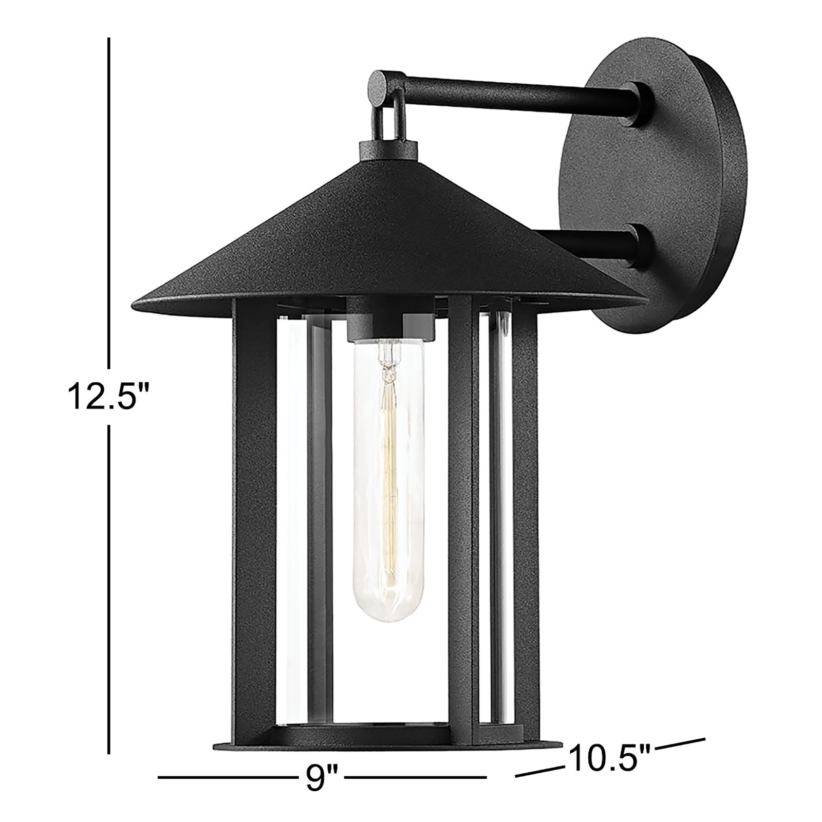 Outdoor Wall Lantern, 12.5" H x 9" W x 10.5" D