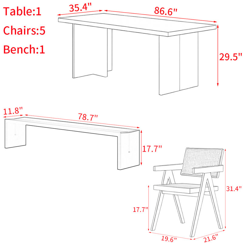 Solid wood acrylic floating dining table set